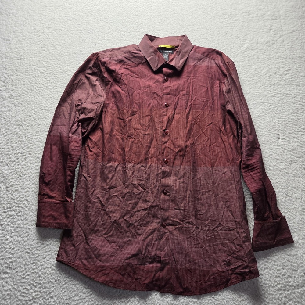 INC International Concepts Shirt Mens Large Red Check Long Sleeve Button-Up